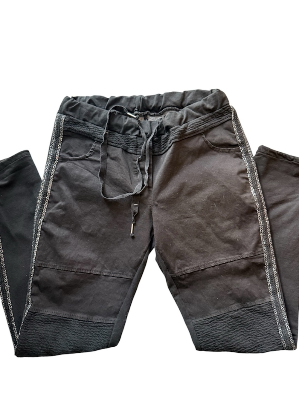 Mixed Media Jogger Pants with Silver Side Trim